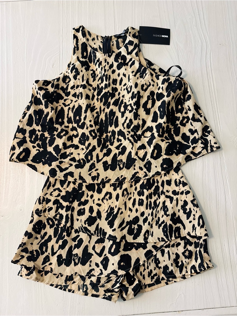 Fashion Nova Leopard Print Romper